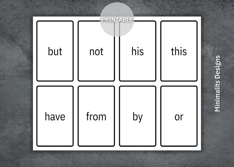 Sight Word Flash Cards Preschool Flashcards Printable - Etsy