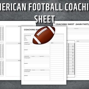 American Football Coaching Sheet, Football Practice Plan, Football Game Day Strategy, American Football Player Evaluation, Instant Download