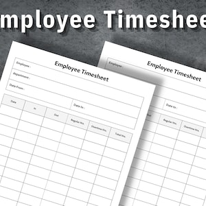 Employee Timesheet, Time Card, Editable Employee Timesheet, Time Tracker, Timekeeping Sheet, Printable Timesheet, Instant Download