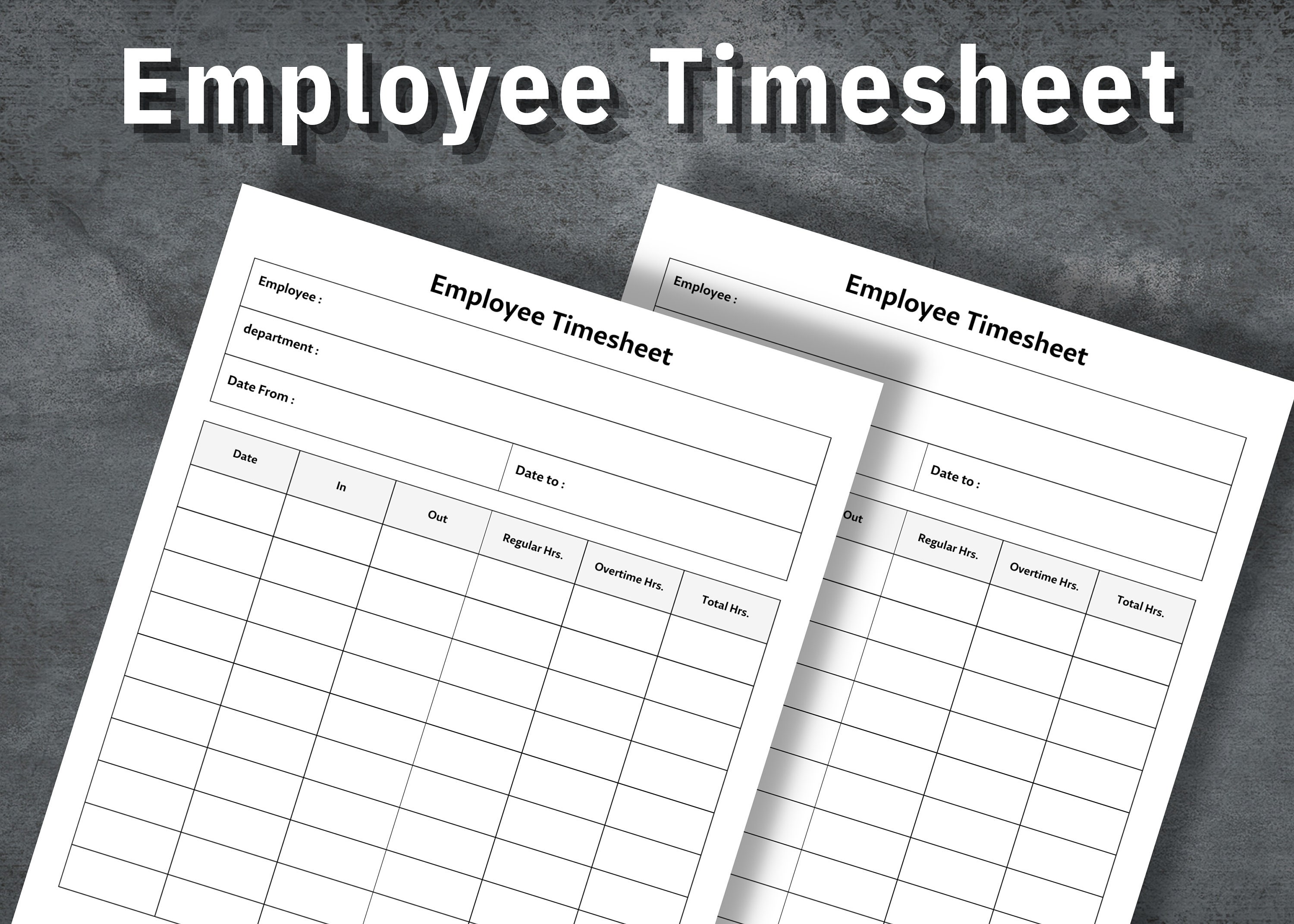 Employee Timesheet, Time Card, Editable Employee Timesheet, Time