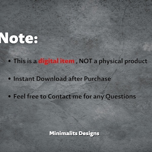 May include: Note: This is a digital item, NOT a physical product. Instant Download after Purchase. Feel free to Contact me for any Questions. Minimalits Designs