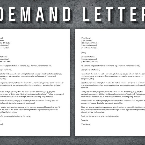 Demand Letter Template, Printable Demand Letter, Editable Demand Letter, Canva Template, Letter of Request, Payment Claim Letter
