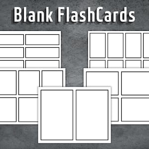Printable FlashCards, Flash cards Template, Blank Flash cards, School Flash Cards, 5 Blank Flashcards, FlashCards, Instant Download