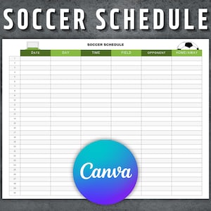 Soccer Schedule Template, Printable Football Schedule, Editable Soccer Game Schedule, Soccer Season Games, Games Schedule, Instant Download