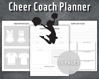 Planner per allenatori di cheerleading, Planner stampabile per cheerleading, Squadra di cheerleading, Allenamenti di squadra, Modello modificabile, Modello per cheerleader, Download immediato