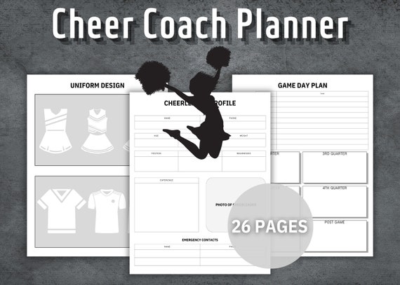 Cheer Coach Planner, Printable Cheer Planner, Cheerleading Squad, Team Practices, Editable Template, Cheerleaders Template, Instant Download