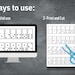 May include: Two ways to use dominoes: a computer screen showing digital dominoes and a printed sheet of dominoes with a pair of blue scissors.