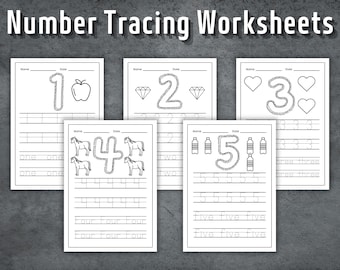 20 Number Tracing Worksheets, Handwriting Practice, Printable Number Tracing, Traceable Numbers, Learning Numbers, Instant Download