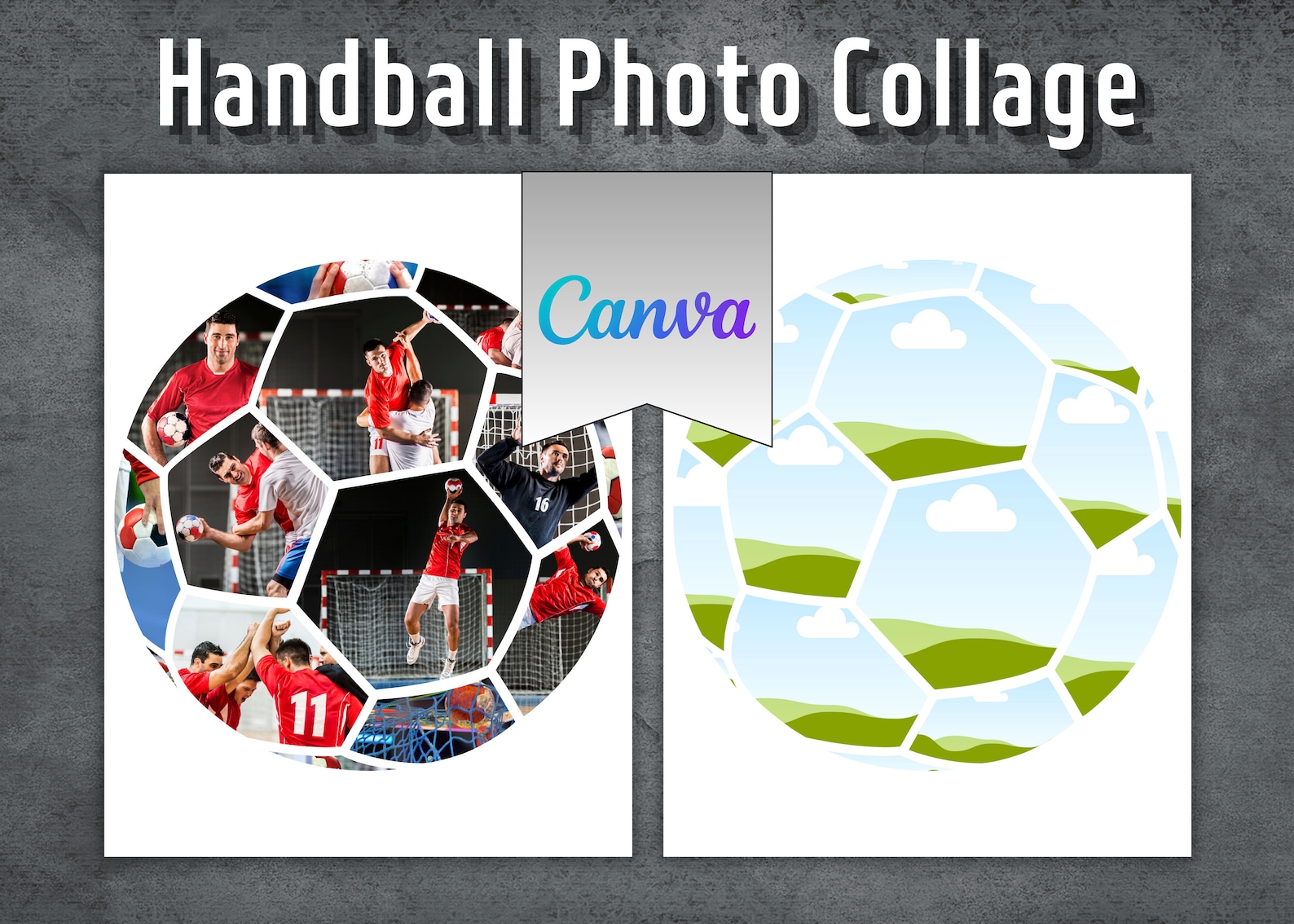 Handball Background Frame Handball Photo Collage, Editable Canva Template, Handball Canva Frame ...