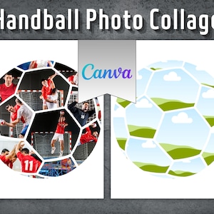 Handball Photo Collage, Editable Canva Template, Handball Canva Frame, Sport Photo Collage, Canva Collage Photo, 2 Design Photo Collages