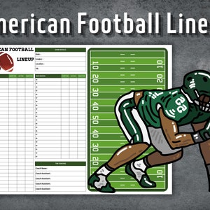American Football Lineup, Football Lineup Maker, Football Game Day Strategy, Printable American Football Roster, Instant Download
