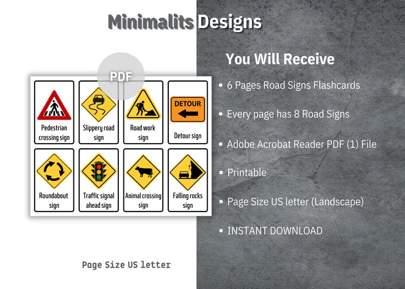 Road Signs Flashcards, Preschool Flashcards, Printable Montessori Cards, Traffic Signs Flash ...