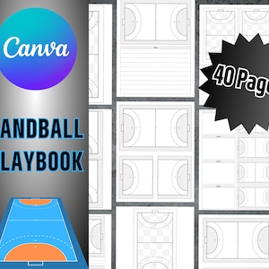 Handball Playbook Template, Printable Blank Handball Diagrams, Canva Template, Handball Practice Plan, Editable Handball Playbook
