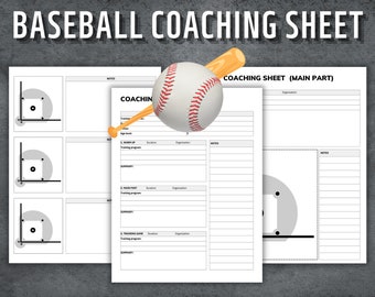 Honkbal coachingsblad, oefenplan honkbal, strategie honkbalwedstrijd, evaluatie honkbalspeler, bewerkbaar honkbal, Instant Download