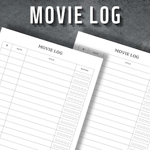 Movie Log, Movie Tracker, Printable Movie Log, Movie List, Movie Review Sheet, Instant Download