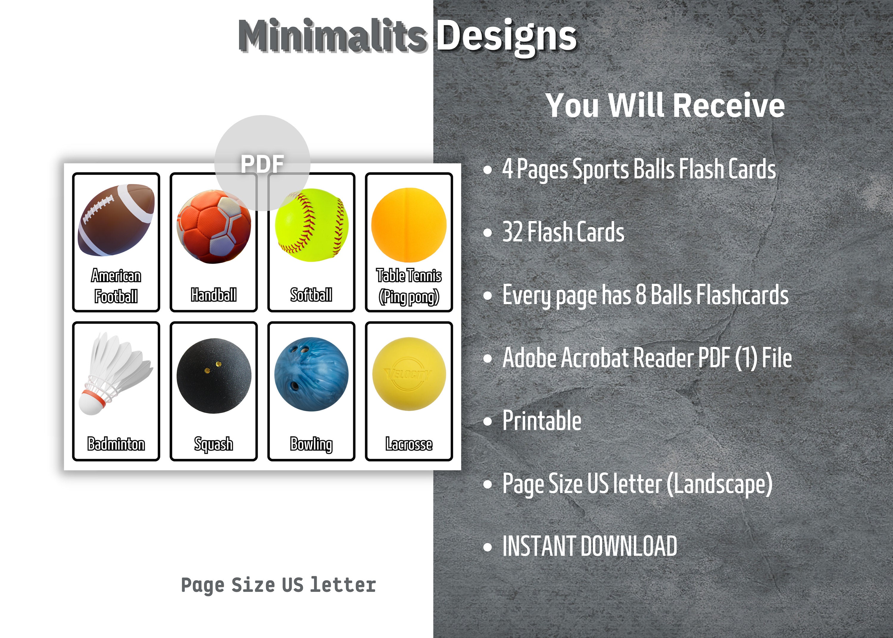 Sports Balls Flash Cards, Preschool Flashcards, Printable Montessori ...