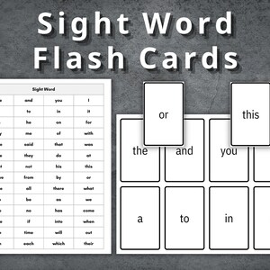 Sight Word Flash Cards, Preschool Flashcards, Printable Montessori Cards, Sight Word Flash Card, Homeschooling, 112 Sight Word, Kindergarten
