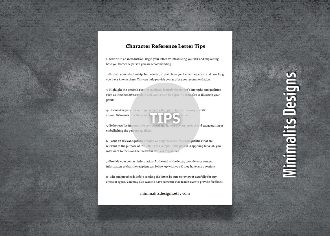 Character Reference Letter, Supporting Letter, Letter of Recommendation ...