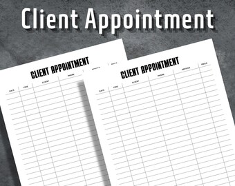 Client Appointment, Appointment Log, Appointment Tracker, Customer Tracker, Printable Client Appointment, Editable Tracker, Instant Download