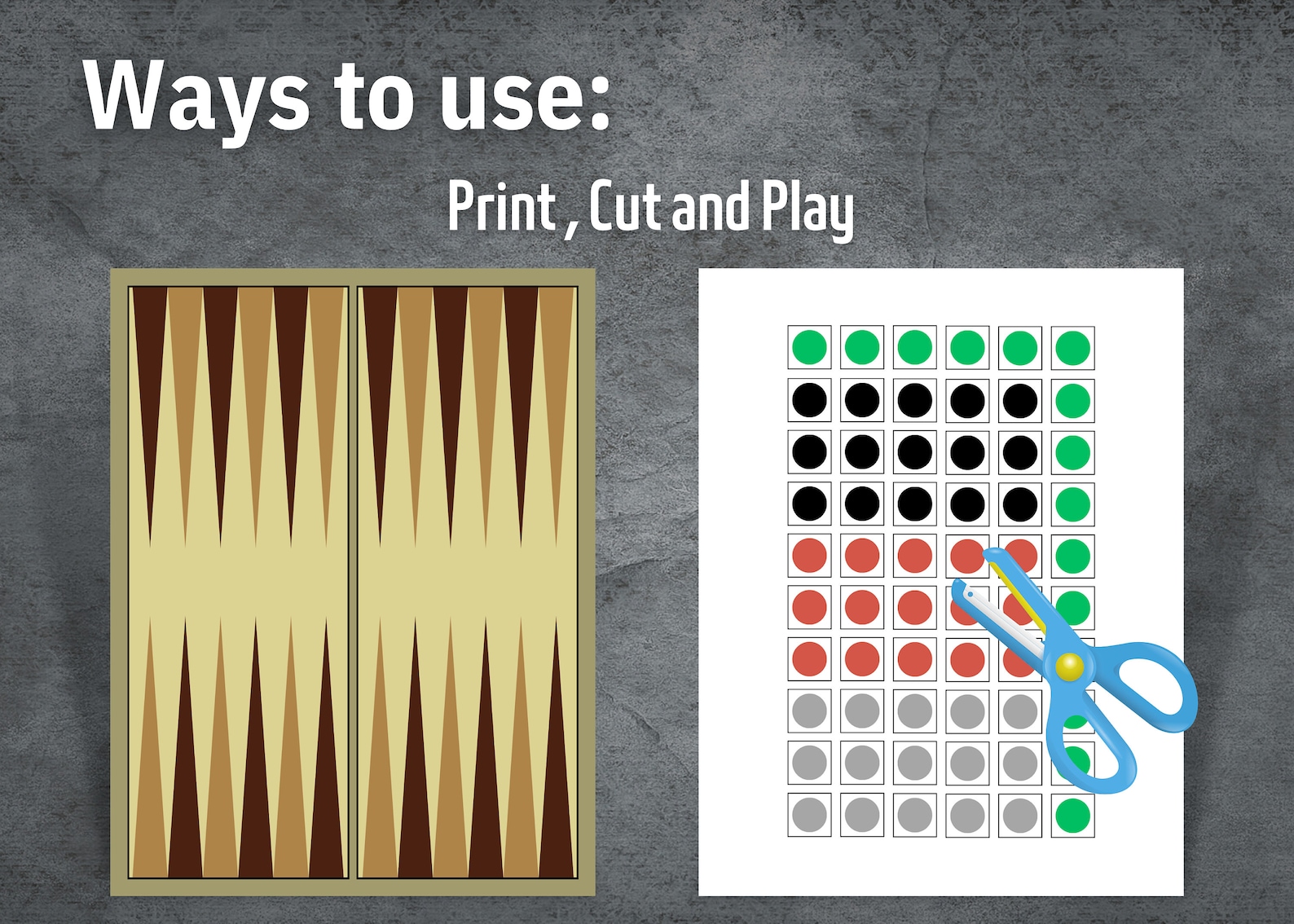 Backgammon Board Game, Printable Backgammon Game, Mini Backgammon Game ...