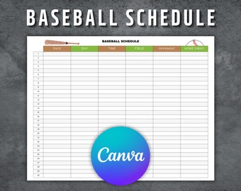 Baseball Schedule Template, Printable Baseball Schedule, Editable Baseball Game Schedule, Baseball Season Games, Games Schedule