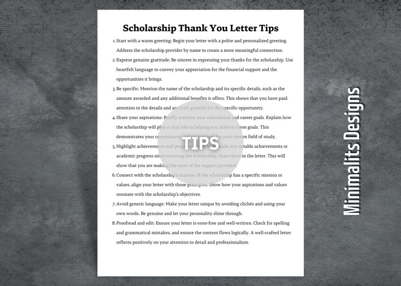 Scholarship Thank You Letter, Scholarship Gratitude Letter, Student's