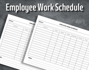 Employee Work Schedule, Editable Employee Scheduling, Employee Time Sheet, Printable Employee Work Schedule, Instant Download