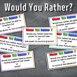 ¿Qué Prefieres?, ¿Qué Prefieres? Para Niños, Juego de Cartas Imprimible, Juego de Actividades para Niños, Juegos Divertidos, Descarga Instantánea