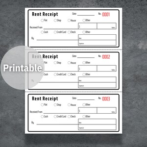 Rent Receipt Printable Receipt Cash Receipt Rent Receipt - Etsy