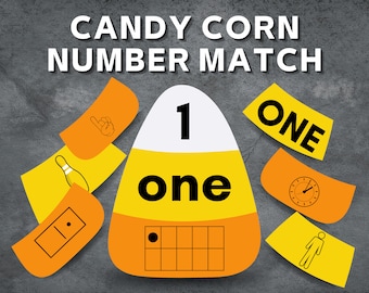 Candy Corn Number Match, Halloween Activities, Printable Halloween Numbers, Learn Numbers, Toddler Numbers, Kids Activities, Sorting Numbers