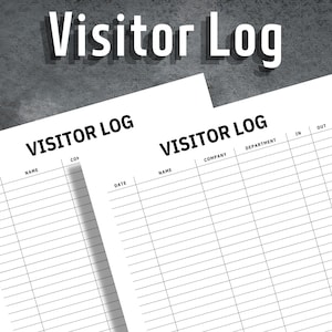 Visitor Log, Visitor Logbook, Visitor Tracker form, Printable Visitor Log, Editable Visitor Log, Instant Download