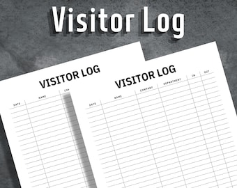 Visitor Log, Visitor Logbook, Visitor Tracker form, Printable Visitor Log, Editable Visitor Log, Instant Download