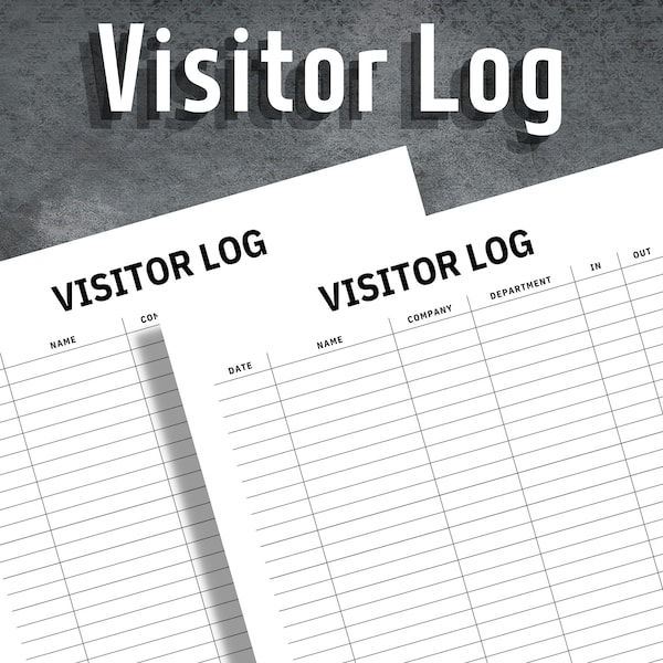 Visitor Log, Visitor Logbook, Visitor Tracker form, Printable Visitor Log, Editable Visitor Log, Instant Download