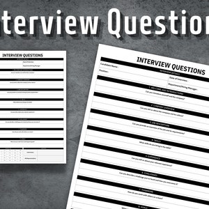 Interview Questions Template, Job Interview Form, Printable Interview Checklist, Editable Interview Questions, Instant Download