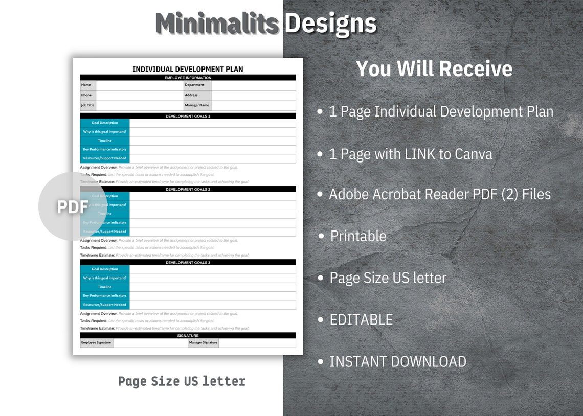 Individual Development Plan, Printable Developing Employees, HR ...