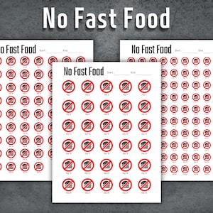 Quit Fast Food Challenge, Printable No Fast Food Challenge, No Fast