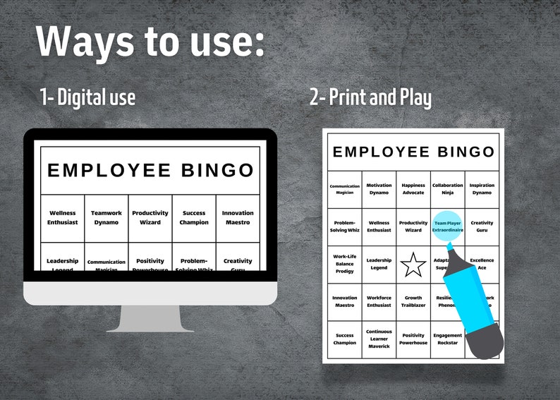 Employee Bingo Cards, Printable Employee Bingo Template, Human