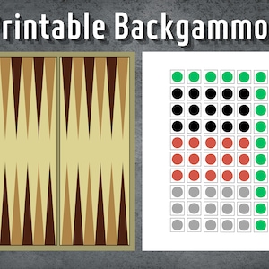Backgammon Board Game, Printable Backgammon Game, Mini Backgammon Game, Dice Game, Backgammon US Letter, Instant Download