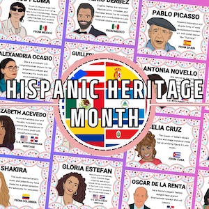 Hispanic Heritage Month, Hispanic Figures Poster, Feiern das Hispanic Erbe, Klassenzimmer Bulletin Board, Hispanic Erbs Berühmtheiten