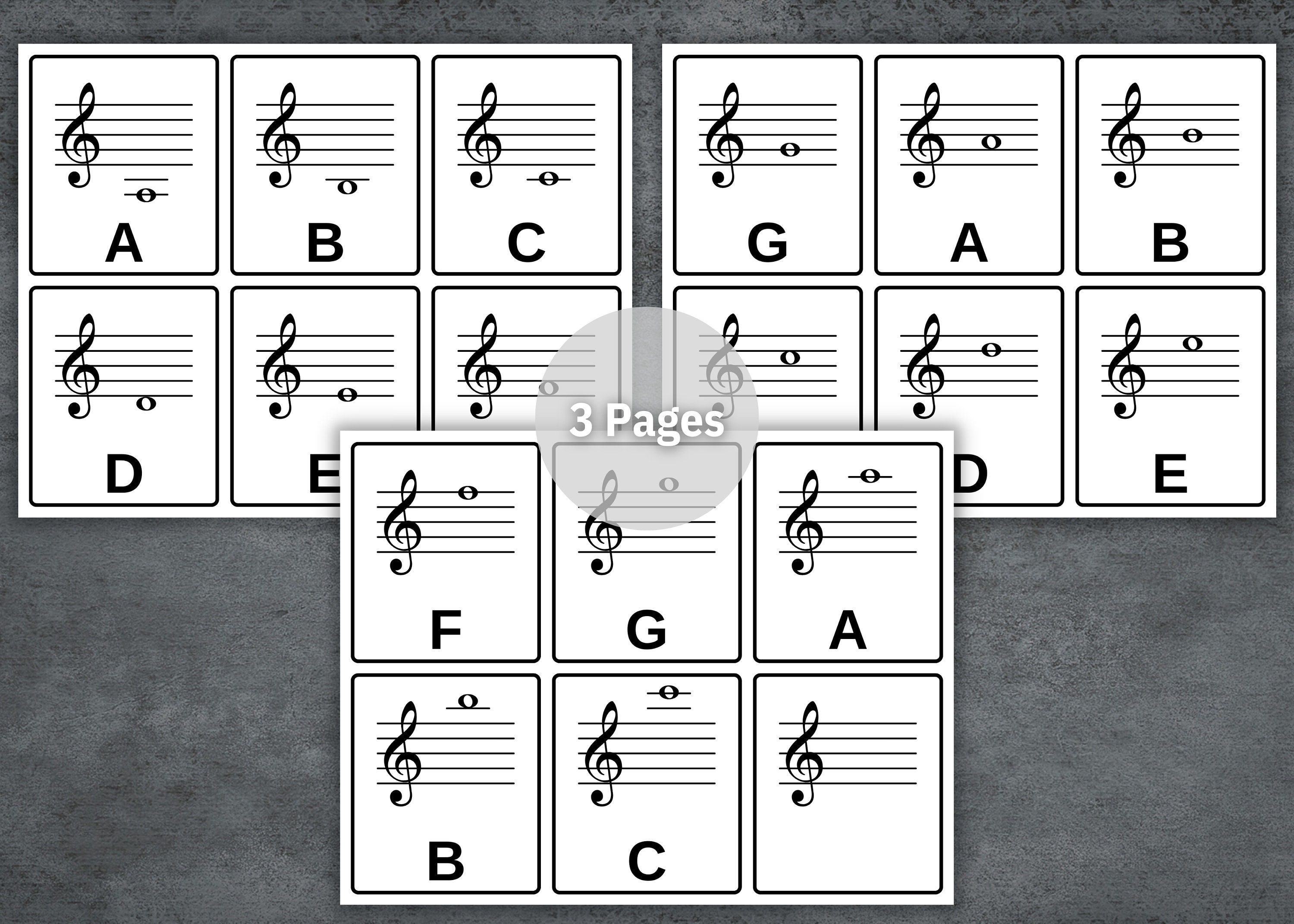 Treble Clef Flash Cards, Printable Music Note Flash Cards, Treble Clef