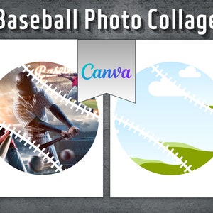 Baseball Photo Collage, Editable Canva Template, Baseball Canva Frame, Sport Photo Collage, Canva Collage Photo, 2 Design Photo Collages