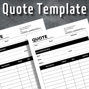 Quote Template, Editable Quote Sheet, Job Proposal, Job Quote, Quote Form, Printable Quote, Instant Download