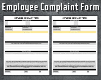 Employee Complaint Form, Printable Employee Complaint Template, HR Template, Human Resources, Business Tools, Business Template, Report Form