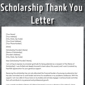 Carta de agradecimiento por una beca, carta de agradecimiento por una beca, carta de agradecimiento a un estudiante, carta de agradecimiento por una beca, descarga instantánea