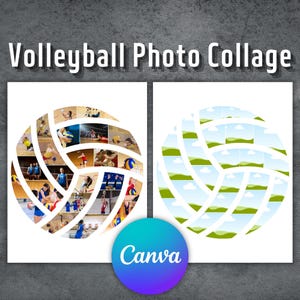 Volleyball Photo Collage, Editable Canva Template, Volleyball Canva Frame, Sport Photo Collage, Canva Collage Photo, 2 Design Photo Collages