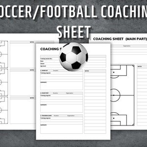 Voetbalcoachblad, voetbalcoachblad, voetbaloefenplan, voetbalwedstrijddagstrategie, evaluatie voetbalspeler, Instant Download