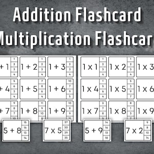 Addition & Multiplication Flashcards, Preschool Flashcards, Printable Montessori Cards, Math Cards, Addition Cards, Educational Material