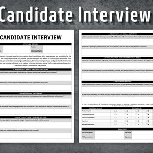 Interview Questions Template, Employee Behavioral Questionnaire, Job Interview Form, Editable Interview Questions, Human Resources, HR Form