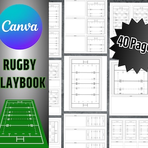Rugby Playbook Template, Printable Blank Rugby Diagrams, Canva Template, Rugby Practice Plan, Editable Rugby Playbook, Rugby Game