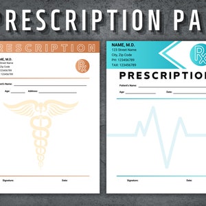Prescription Pad Template, Rx Prescription Template, Printable Prescription Pad Page, Prescription Sheet, Editable Prescription Form